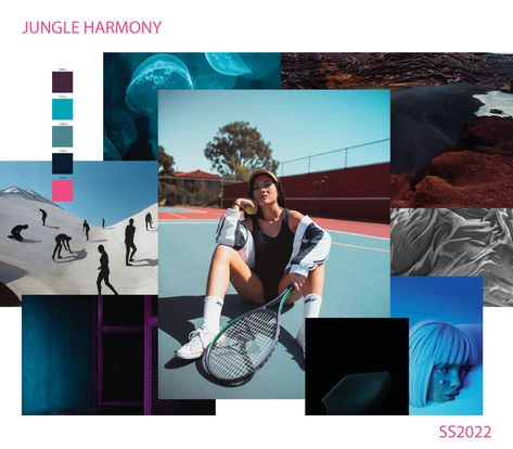 It might be a jungle out there, but nature still has her own sense of harmony. There’s a mysterious mood that broods around deep indigo. Neon Colour Palette, Sport Fabric, Activewear Trends, Sportswear Trends, Trend Forecast, Wind Of Change, 2022 Ss, Deep Indigo, Brand Color Palette