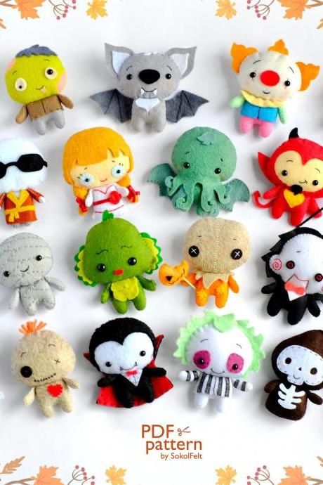 Patchwork, Halloween Plushies Pattern, Sewing Patterns Halloween, Felt Ornaments Halloween, Felt Pdf Pattern Free, Felt Crafts Diy Easy, Halloween Felt Patterns, Halloween Felt Crafts Free Pattern, Free Halloween Sewing Patterns