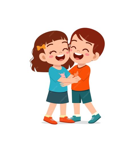 Premium Vector | Little kid hug best friend and feel happy Hug Best Friend, Hug Cartoon, Kids Hugging, Hug Illustration, Student Cartoon, Book Illustration Art, Feel Happy, Feeling Happy, Children Illustration