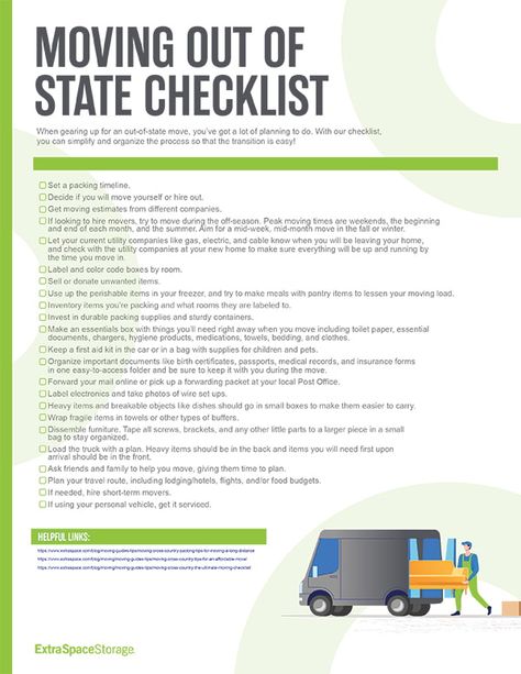 Out Of State Move Checklist, Things To Consider When Moving Out Of State, Moving To Different State, Preparing To Move Out Of State, Moving Out Of State Checklist Printable, Cross Country Move Timeline, Planning To Move Out Of State, Cross Country Moving Checklist, Moving Across Country Checklist