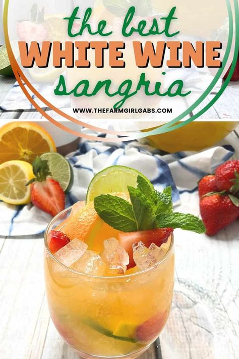 Fall White Sangria Recipe, Homemade Sangria White Wine, Dry White Wine Sangria, Best White Wine Sangria Recipe, Sangria With White Wine, Best Sangria Recipe White, White Wine Sangria For A Crowd, White Summer Sangria, White Sangria Recipes Easy