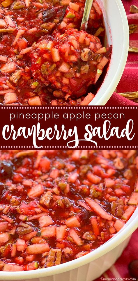 Pecan Cranberry Salad, Cranberry Jello Salad, Salad Skewers, Cranberry Salad Recipes, Congealed Salad, Thanksgiving Salad, Pineapple Salad, Cranberry Apple, Cranberry Salad