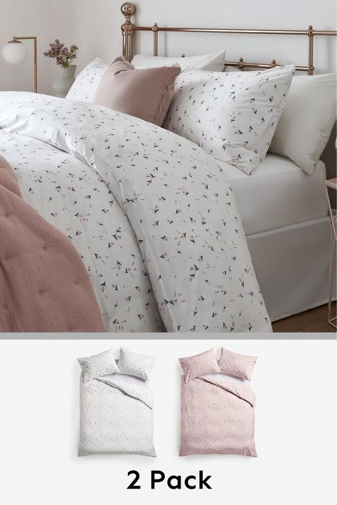 Pink And Grey Cozy Bedroom, Cute Bedding Sheets, Next Bedding Duvet Covers, Double Bed Duvet Covers, Light Pink And White Bedding, Next Bedding, Summer Duvet Covers, Ditsy Floral Bedding, Cute Bedding Sets