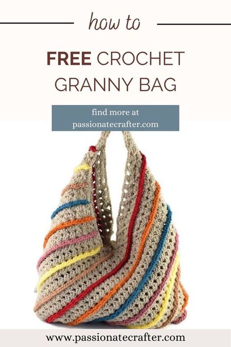 Free crochet granny bag. Free granny stitch bag. Modern and stylish granny bag -free crochet pattern. Made of granny stitch and decorated with colorful stripes. Add this modern granny bag to your wardrobe. Perfect for beginners with lots of photo tutorial and video tutorial to guide you throughout the pattern. Crochet Granny Stitch, Stitch Bag, Granny Stitch, Crochet Boho Bag, Popular Crochet, Free Crochet Bag, Crochet Bag Pattern Free, Bag Pattern Free, Crochet Market Bag