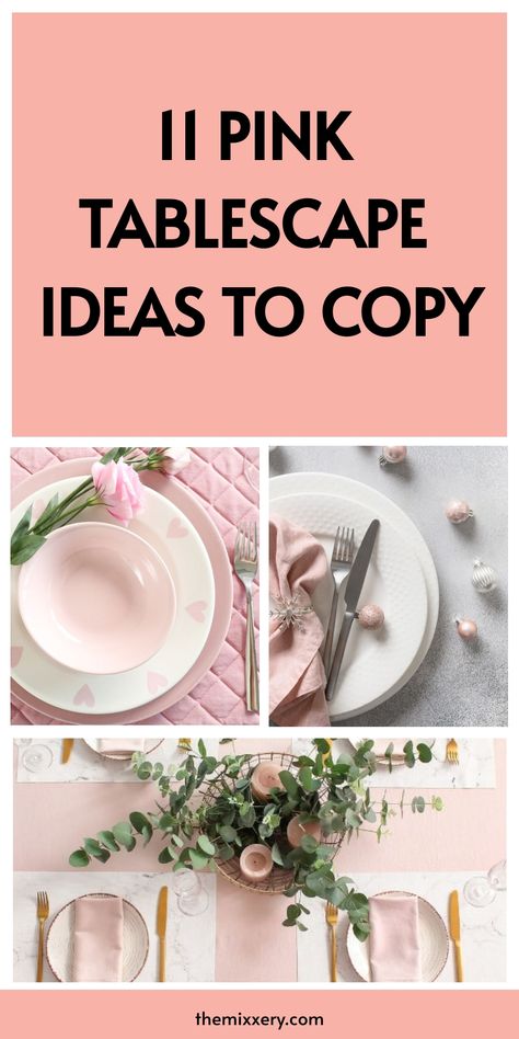 Beautiful Pink Table Decor Ideas to Inspire Pink Gold Table Decor, Pink Chargers Table Settings, Pink Napkin Table Setting, White Table Cloth With Pink Runner, Rose Dinner Party, Pink And Gold Table Decor, Pink And Gold Table Setting, Blush Table Setting, Pink Table Decor