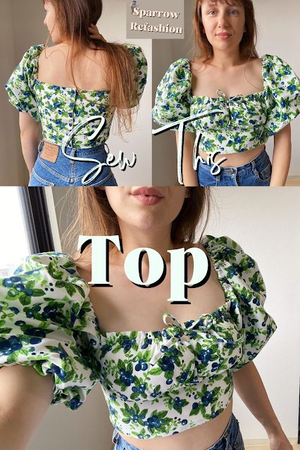 Crop Top Drawing Reference, Cute Top Pattern, Sewing Pattern Top Free, Diy Crop Top Pattern, Diy Bustier Top, Crop Top Pattern Sewing, Bustier Top Pattern, Diy Bustier, Sparrow Refashion