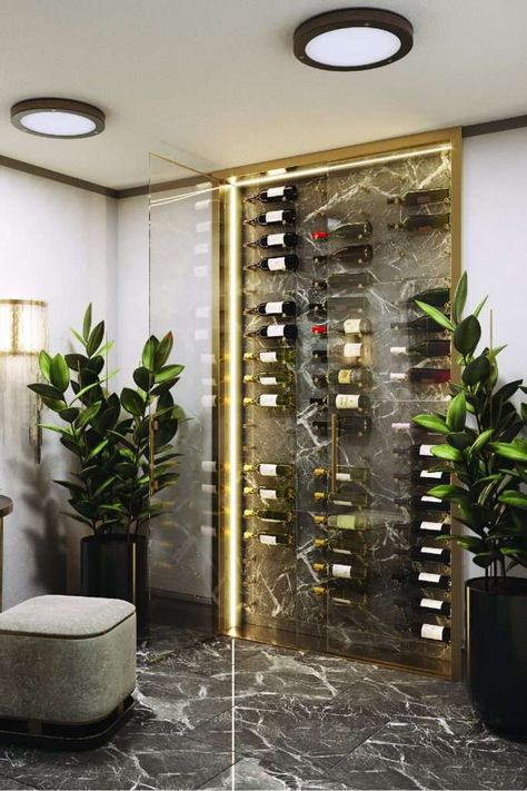 Luxury brass metal wine storage solutions including racks and wine pins. Available in many architectural finishes. Bespoke wine racks available. Wine Wall Display, Wine Storage Wall, Beer Storage, Home Bar Rooms, Home Wine Cellars, Wine Logo, Design Your Own Home, Wine Display, Wine Wall