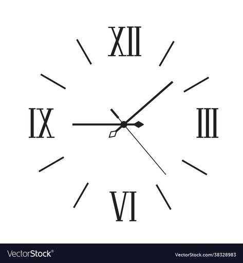 Roman Numeral Clock Face, Clock With Roman Numerals, Clock Vector, Classic Icon, Roman Numeral Clock, Glass Painting Designs, Black Wall Clock, Modern Wall Clock, Anime Guys Shirtless