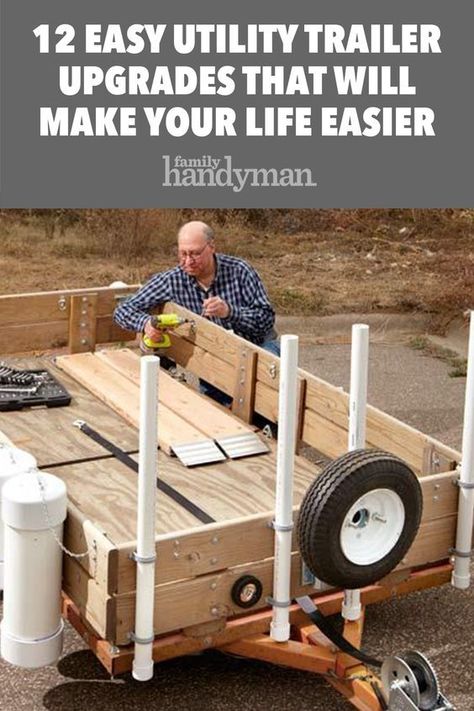 Utility Trailer Rebuild, Camping Gear Trailer Diy, Trailer Ideas Utility, Trailer Side Rails, Trailer Sides Ideas, Utility Trailer Storage Ideas, Diy Trailer Utility, Landscape Trailer Ideas, Tool Trailer Ideas