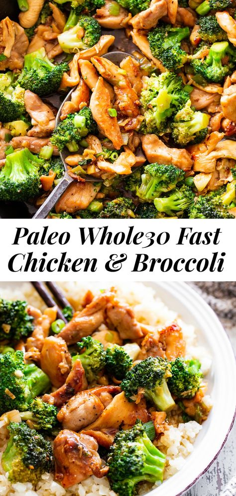 Paleo Chicken And Broccoli, Chicken And Broccoli Stir Fry, Fried Cauliflower Rice, Whole 30 Meal Plan, Whole30 Dinner Recipes, Easy Whole 30 Recipes, Whole30 Keto, Whole 30 Diet, Whole30 Dinners