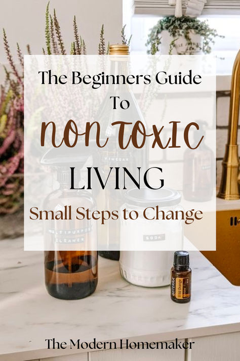 Embark on your journey to a toxin-free lifestyle with this comprehensive beginner's guide! Explore simple steps and essential tips to embrace non-toxic living. From eco-friendly cleaning hacks to natural personal care products, start your sustainable and healthier lifestyle today. Dive into our guide and transform your daily routine into a refreshing, toxin-free experience. #NonToxicLiving #HealthyChoices #EcoFriendlyLiving #SustainableLiving #ToxinFreeHome How To Start Non Toxic Living, Toxin Free Cleaning Products, Going Organic For Beginners, Non Toxic Living Tips, Best Non Toxic Cleaning Products, Nontoxic Home, Non Toxic Body Care, Non Toxic Lifestyle, Holistic Living For Beginners