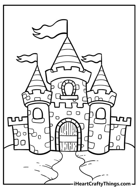 Storybook Coloring Pages, Enchanted Forest Coloring Pages, Fairytale Coloring Pages, Fairy Tale Coloring Pages, Descendants Coloring Pages, Castle Coloring Page, Kids Castle, Castle Drawing, Family Coloring Pages