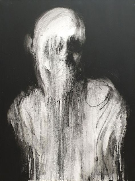 Acrylic painting of a silhouette of a man with the face seemingly melting down the page Silhouette Of A Man, Dark Paintings, Macabre Art, Haruki Murakami, Arte Obscura, Scary Art, Ap Art, Creepy Art, Arte Horror