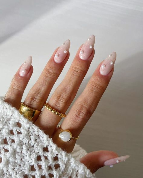 Nails Plain, Nails Mermaid, Nails Pearl, Do It Yourself Nails, Pearl Nail Art, Nails Pretty, Plain Nails, Girly Acrylic Nails, Summery Nails