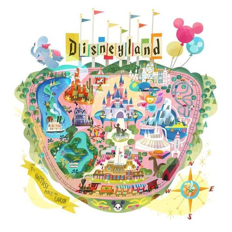 Tumblr, Disneyland Vintage Poster, Disneyland Images, Retro Disneyland, Disney Map, Joey Chou, Disney Calendar, Vintage Disney Posters, Disneyland Map