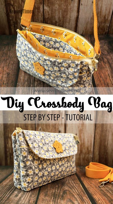 DIY Mother's Day Gift Idea 🎁 How to Make a Small Crossbody Bag with Pockets Unique Bag Sewing Patterns, How To Sew A Purse Simple, Make A Purse Diy, Sewing Projects Purse, Sew A Cross Body Bag, Sew Purse Pattern, Hand Sewn Bags Diy, Sewn Purse Patterns, Small Projects To Sew