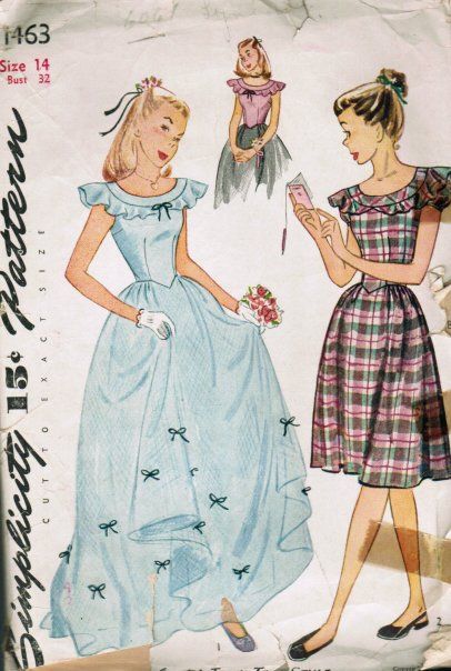 ` 60s Gowns, 90s Dress Pattern, 1940s Patterns, Prom Dress Gown, Prom Dress Pattern, Vintage Clothes Patterns, Historical Clothes, 1940's Fashion, Simplicity Patterns Vintage