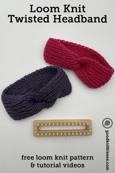 Couture, Loom Knit Twisted Headband, Loom Knit Headband Pattern, Knitting Loom Headband, Loom Headband Pattern, Small Loom Knitting Projects, Loom Knit Headband Ear Warmers, Loom Knitting Headband, Loom Knit Ear Warmer