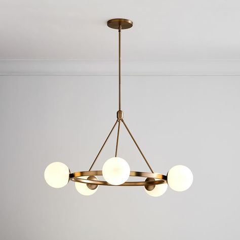 Modern Chandelier For Kitchen, Round Bulb Chandelier, Globe Light Chandelier, West Elm Lighting, Milk Glass Chandelier, Chandelier Dark, Mobile Chandelier, Lights Chandelier, Milk Color