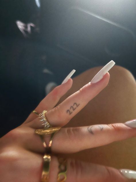 444 Ring Finger Tattoo, Angel Number On Finger, Stick And Pokes On Fingers, 444 On Hand, Simple Small Stick And Poke Tattoos, Stick And Poke On Finger, 222 Small Tattoo, Small Stick And Poke Tattoo Meaningful, 222 Tattoo Finger