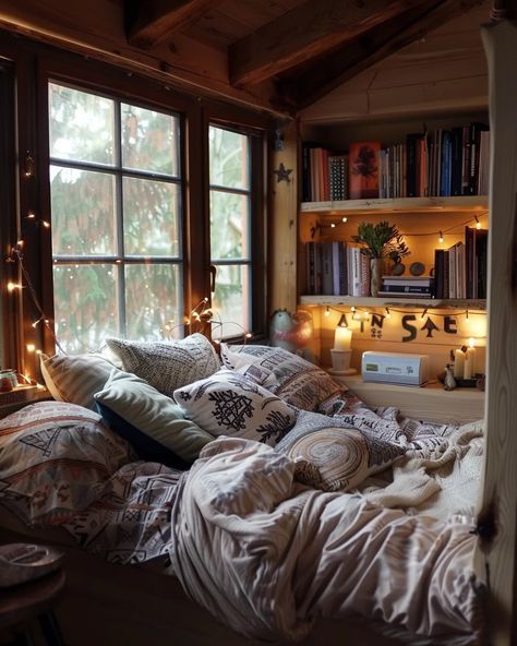 30 Small Cozy Bedroom Decoration Ideas: Maximize Comfort, Minimize Space - Cozy and Rosy Small Cozy Bedroom Ideas, Bedroom With Books, Small Cozy Bedroom, Minimalist Bedroom Ideas, Modern Bedroom Ideas, Cozy Bedrooms, Cozy Rooms, Bedroom Decoration Ideas, Headboard With Shelves