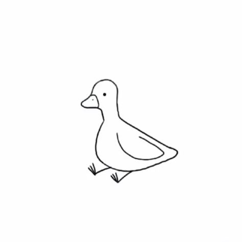 Goose Cute Drawing, Mallard Duck Tattoo Small, Embroidered Duck Simple, Simple Animal Outlines, Cartoon Bird Tattoo, Fine Line Duck Tattoo, Drawing Ideas Duck, Cute Duck Sketch, Silly Goose Drawing