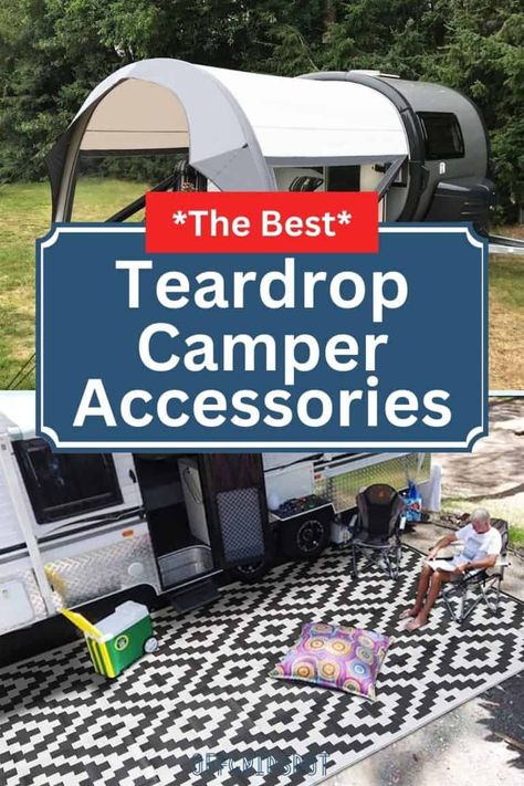 Upgrade Your Teardrop Camper with These Must-Have Accessories | OffGridSpot.com Teardrop Camper Organization, Teardrop Trailer Kitchen Ideas, Teardrop Camper Hacks Storage Ideas, Teardrop Trailer Storage Ideas, Teardrop Camper Accessories, Teardrop Trailer Hacks, Teardrop Camping Hacks, Teardrop Trailer Organization, Camper Storage Solutions