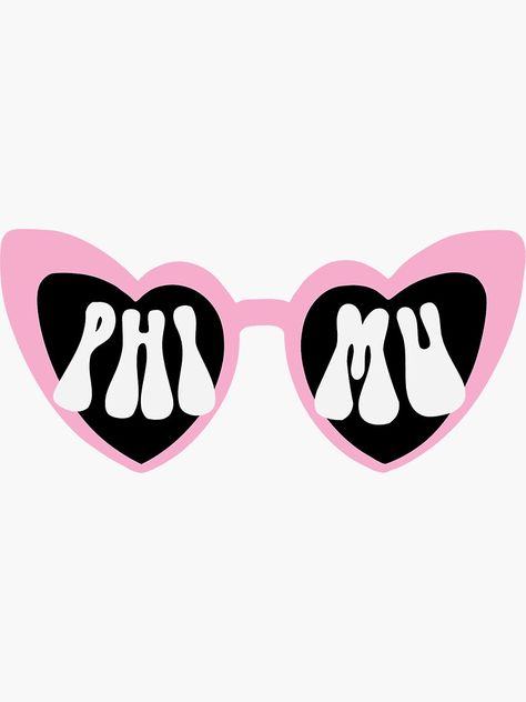 "Phi Mu Sunglasses" Sticker by ktp100 | Redbubble Sorority Artwork, Phi Mu Graphic, Sorority Canvas Art, Sigma Kappa Canvas, Phi Mu Canvas, Phi Mu Crafts, Big/little Baskets, Sunglasses Sticker, Big Little Canvas