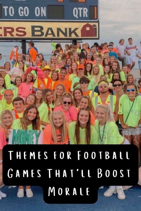 51 Themes for Football Games That'll Boost Team Morale - momma teen Football Team Spirit Ideas Fun, Homecoming Assembly Games, Theme Nights For Football Games, Camp Football Game Theme, High School Football Theme Nights, Basketball Themes For Games, High School Game Themes, Team Themes Ideas Sports, Spirit Club Ideas