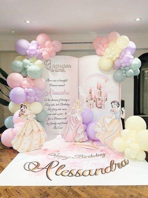 Disney Castle Party Decorations, Princess Balloon Backdrop, Princess Party Balloon Decor, Disney Princess Party Backdrop, Classic Princess Birthday Party, Princess Theme Birthday Party Backdrops, Disney Princess Balloon Decorations, Disney Princess Birthday Decor, Fairytale 1st Birthday Party