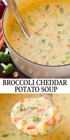 Cheddar Broccoli Potato Soup, Broccoli Potato Soup, Broccoli Potato, Cheddar Broccoli, Broccoli Cheese, Cheddar Soup, Läcker Mat, India Food, Deilig Mat