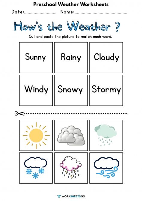 Weather Worksheets Preschool, Weather Worksheets For Kindergarten, Weather Worksheets For Kids, Weather Worksheet, Weather Kindergarten, Weather For Kids, Kindergarten Vocabulary, Free Science Worksheets, Weather Like Today