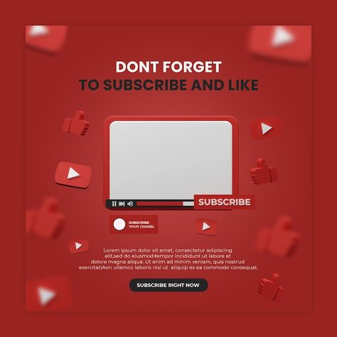 Social media post template youtube chann... | Premium Psd #Freepik #psd #youtube #youtube-channel #youtube-screen #player-icon Youtube Design, Youtube Social Media, Announcement Social Media Post, Youtube Poster, Template Youtube, Best Camera For Photography, Social Media Post Design, Social Media Post Template, Youtube Comments
