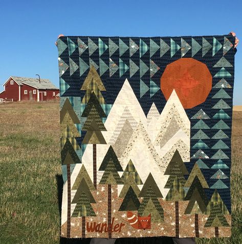 The Mountains are Calling Kit only Patchwork, Mountain Quilt Pattern, Forest Quilt, Mountain Quilts, Landscape Art Quilts, Landscape Quilt, Mountains Are Calling, Landscape Quilts, Pretty Quilt