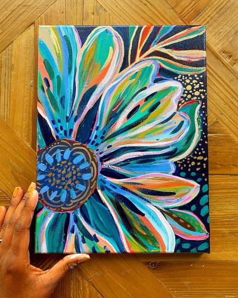 How to Paint a Bold Acrylic Floral Painting — EttaVee Flower On Canvas, Art Supplies List, Floral Paintings Acrylic, Acrylic Flower Painting, Colorful Paintings Acrylic, Flower Painting Canvas, Abstract Floral Paintings, Live Painting, My Live