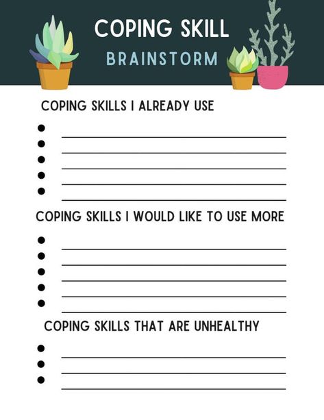 Cbt Therapy Worksheets, Coping Skills Worksheets, Coping Skill, Group Therapy Activities, Coping Skills Activities, Cbt Worksheets, Cbt Therapy, Dbt Skills, Recreation Therapy