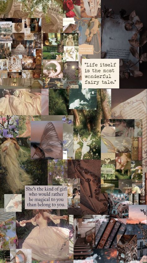 Romantic Fairytale Aesthetic, Royal Cottagecore Aesthetic, Fairy Collage Wallpaper, Fairycore Aesthetic Collage, Fairycore Collage Wallpaper, Kiana Core Aesthetic, Fairy Tale Wallpaper Aesthetic, Raylynn Core, Fantasy Aesthetic Collage