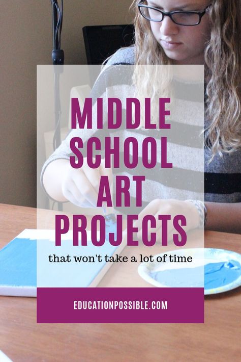 Teen art projects that older kids can complete with little problem, even if you're pressed for time. Middle schoolers need a chance to get creative, so homeschool art is an important subject to add to your day. We spent a lot of time as a part of the mixed media virtual classroom that's listed and loved it. Which easy project will you start with? #homeschool #art #teens Middle School Mixed Media Art Projects, Middle School Painting Projects, Art Projects For Middle Schoolers, Teen Art Projects, Kid Activites, Homeschool Coop, Homeschool Art Projects, Makerspace Ideas, 7th Grade Art