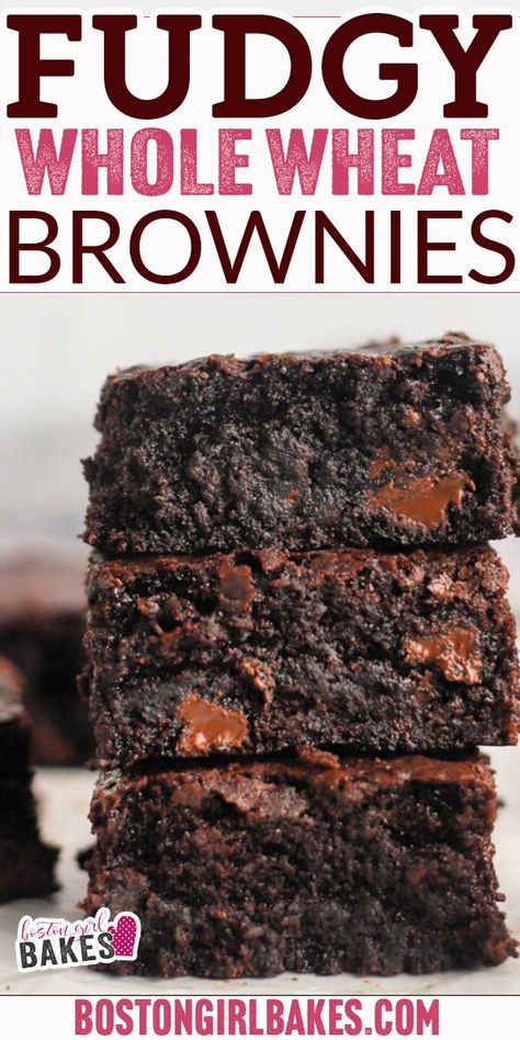 Deserts With Whole Wheat Flour, Wheat Flour Brownies, Wheat Flour Cookies Recipe, Recipes That Use Whole Wheat Flour, Whole Meal Flour Recipes, Dessert With Whole Wheat Flour, Whole Wheat Flour Brownies, Whole Grain Baked Goods, Whole Wheat Flour Muffin Recipes