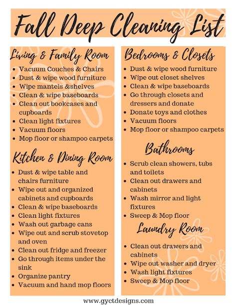 Cleaning Closet Checklist, September Cleaning Checklist, October Cleaning Checklist, Organisation, Fall Deep Cleaning, Fall House Cleaning List, Fall Cleaning Schedule, Deep Cleaning House Checklist One Day, Autumn Cleaning Checklist