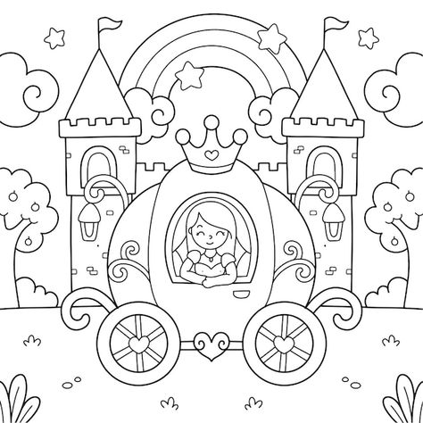 Coloring Princess, Castle Kingdom, Children Coloring Pages, Cartoon Castle, Background Book, Castle Coloring Page, Fargelegging For Barn, Cupcake Coloring Pages, Castle Drawing