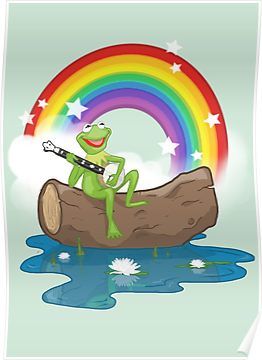 The Rainbow Connection Poster Rainbow Nursery Theme, The Rainbow Connection, Muppet Movie, Disney Game, Kermit And Miss Piggy, The Muppet Movie, Black Canvas Paintings, Rainbow Connection, Rainbow Painting