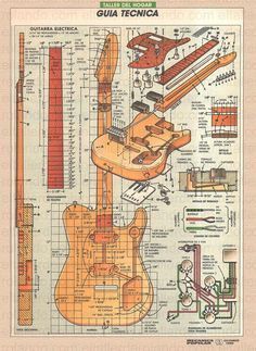 Guía técnica de la Guitarra Eléctrica - Technical guide of Electric Guitar Akordy Gitarowe, Luthier Guitar, Music Theory Guitar, Guitar Diy, Guitar Tech, Guitar Chord Chart, Telecaster Guitar, Guitar Tips, Custom Guitar