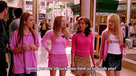 If you didn't celebrate Mean Girls Day yesterday, here's this much-needed deleted scene from the movie | HelloGiggles Aaron Samuels, Mean Girls Day, Cady Heron, Mean Girls Movie, Pink Clothes, Girls Day, Regina George, Paramount Pictures, Romance Movies