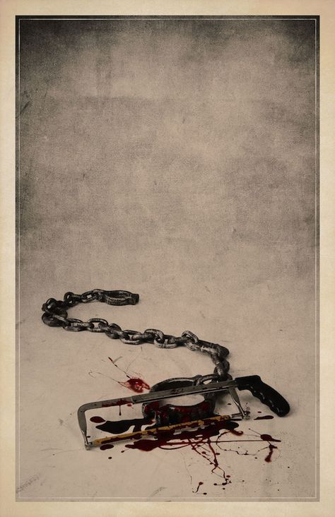 Iconic Props From Popular Horror Movies Celebrated In Dark, Minimalist Posters - DesignTAXI.com Saw 1 Movie Poster, Saw Wallpaper Jigsaw, Minimalist Horror Movie Posters, Saw Movie Wallpaper, Saw Movie Art, Jigsaw Poster, Saw Movie Poster, Jigsaw Wallpaper, Saw Wallpaper