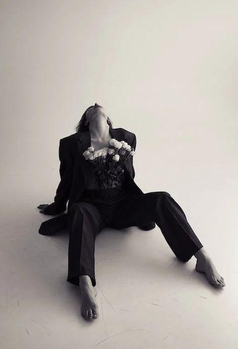 Grayscale Photo of a Woman in Blazer Sitting on Floor · Free Stock Photo Woman In Blazer, Floor Poses, Sitting On Floor, Person Falling, Concept Development, Person Sitting, Body Poses, Studio Shoot, On The Floor