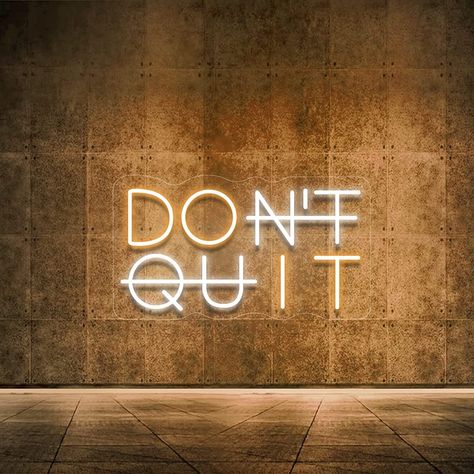 Don'T Quit LED Neon Sign for Wall Decor, DO IT LED Neon Lights Party Decorations, USB Powered Switch LED Neon Lights Lighting Adjustable for Office Room, Gym Room, Man Cave, Gamer Room Led Light Up Signs, Home Gym Business, Work From Home Set Up 2 Monitors, Gym Wall Design, Gym Room Design, Gym Neon Sign, Acupuncture Office, Gym Mural, Wall Gym