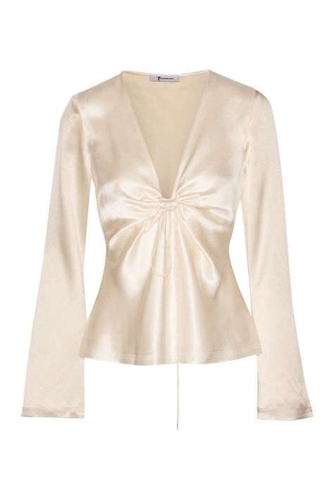 12 Satin Tops That Look Hella Good with Jeans Alexander Wang, Ivory Blouse, Blouse Silk, Satin Blouse, Silk Blouse, Silk Satin, Alexander, On Sale, Top Blouse