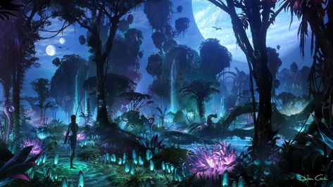 The countdown to the opening of Pandora – The World of Avatar continues today with a closer look at merchandise artwork created for this new exotic land at Disney’s Animal Kingdom. Casey Jones, Senior Character Artist with Disney Consumer Avatar Tree, Avatar Film, Blue Avatar, Avatar Films, Pandora Avatar, Avatar Movie, Kunst Inspiration, Dark Fairy, Avatar World