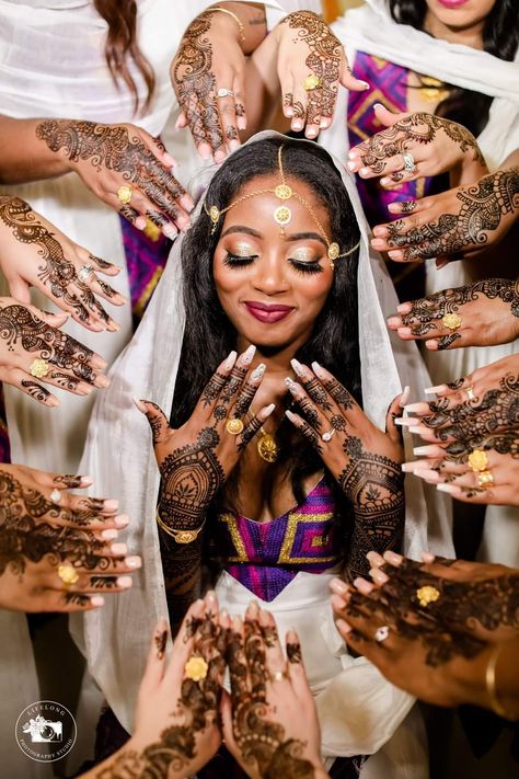 Henna Ceremony for our Eritrean Wedding Somali Wedding Henna, Eritrean Wedding Dress, Tigray Wedding, Ethiopian Wedding Decoration, Blindian Wedding, Eritrean Henna, Ethiopian Henna, African Wedding Traditions, Sudanese Wedding